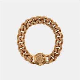 Medusa Big bracelet chaîne dorée en laiton plaqué or 18 carats Marque de luxe pour homme femme bracelets de créateur de haute qualité style classique link274k