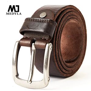 MEDYLA hommes ceinture couche supérieure en cuir ceintures décontractées Vintage à la main conception boucle ardillon véritable mâle ceinture MD619 240103