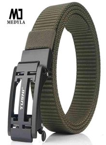 Medyla Mens Military Nylon Belt New Technology Automatic Buckle Hard Metal Tactical Belt for Men 3 mm Soft Real Sports Belt 2103108244881