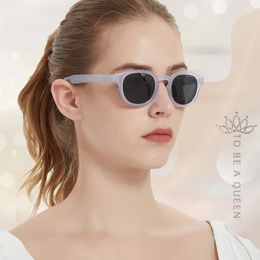 Meeshow Men Femmes Retro Fashion Sunglasses Jelly Violet Design Summer Round Cadre 100% UV Protection Polaris Sun Glasshes 240410