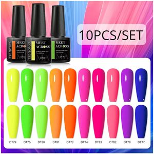 Ontmoet over 10 stks/set gel nagellak fluorescerende neon Spring Semi Semi Permanente afweek Off Nail Art Varnish UV -gel voor nagels 240426