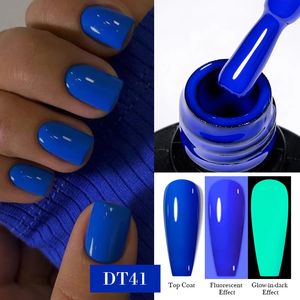 Ontmoet over 7 ml blauwe groene lumineuze gel nagellak fluorescerende gloed in donkere semi -permanente afwezigheid UV Varnish Nails Art 240528