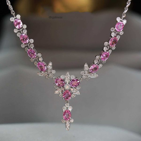 Conoce la hermosa industria pesada Light Luxury Super Fairy Mariposa Collar de diamante completo ligeramente incrustado con Diamond Luxury Argyle Pink Diamond Set Cadena