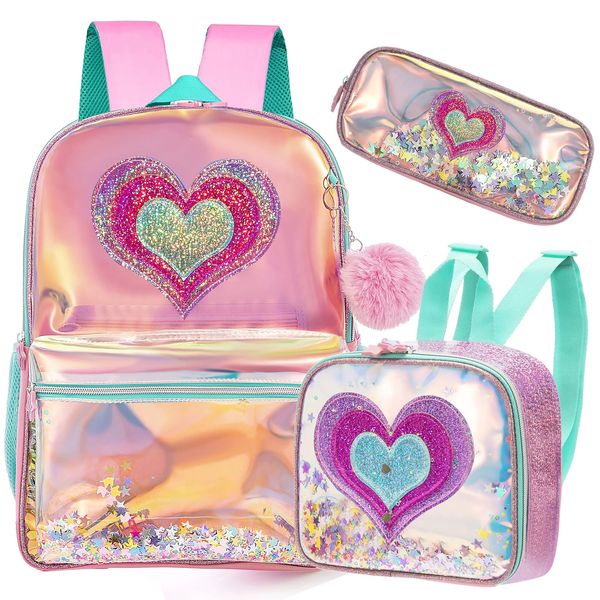 Meetbelify sac à dos pour filles enfants clair Bookbag élèves de la maternelle primaire sac de voyage pleine grandeur avec boîte à déjeuner 240115