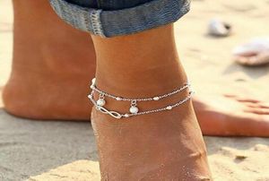 Bracelet de la cheville de cristal de rencontre Meetcute Bracelet de chaîne de liaison en argent sur la jambe pour les femmes à la plage portant des bijoux de pied 9610972