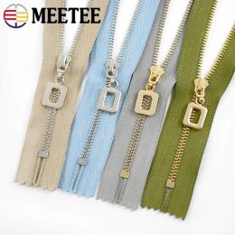 Meetee 4pcs 15-30cm 3 # Zippe métalpre Gol Silver Dents Ferm-end For Sac Clothes Veste Kit de réparation de poche Accessoires de couture