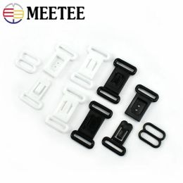 Meetee 50 / 100SETS 12,5 mm Boucles réglables en plastique O Crochets d'anneau Boucle à nœud pour soutien-gorge