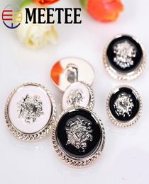 Meetee – bouton en métal noir et blanc, mode classique, 15, 18, 21, 25mm, accessoires pour vêtements, matériel de couture fait à la main, DIY, C335400098