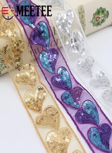 Meetee Heart Sequins Trim en dentelle brodé Organza Grosgrain Ribbon Hat de vêtements Décoration Accessoires Couse Accessoires CRA6125087