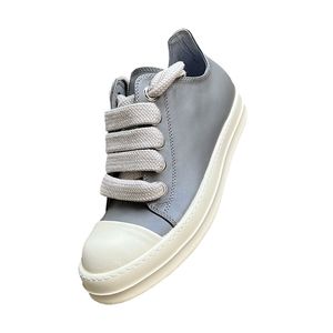 Mega Shoelace Man Boot Gray Big Size echte lederen vrouwen sneaker luxe mode mode lage top casual schoenen voor mannelijk