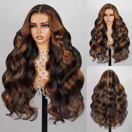 Megalook 6x5 using and go wigs Hoils Human 12a Highlight Body Wave 220% density ombre fermeture wigless wig cueilled pré-coupe en dentelle HD