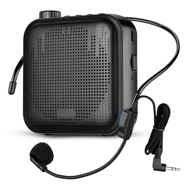 Amplificador de voz de Megaphone 12W Mini portátil con música que Amplificador tocando la cintura de auriculares de micrófono con cable para la reunión del aula