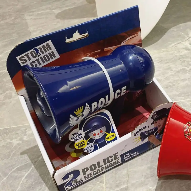 Megafon för barn låtsas polisrekvisita för barn barn polis siren leksaker polis officer leksaker