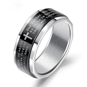 Megin D Rvs Titanium Draaibaar Spinning Bijbel Cross Vintage Retro Ringen voor Mannen Vrouwen Paar Vrienden Gift Sieraden Bo