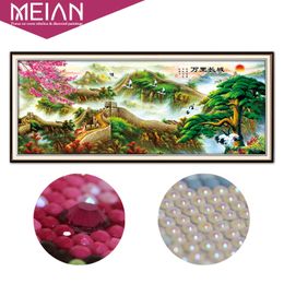 Meian 5D Diamant Peinture Plein Foret Diamant Broderie Grande Muraille Décoration DIY broderie diamant Nouveau Artisanat AB Perles 201112