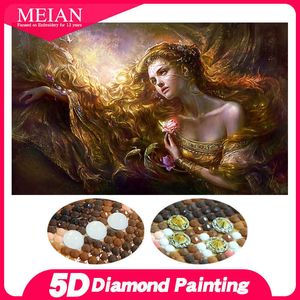 Meian spécial en forme de diamant broderie beauté dame 5D peinture point de croix 3D mosaïque pleine perceuse maison Kits