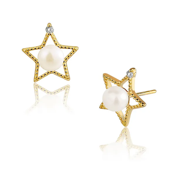 MeiBaPJ, pendientes de gota de estrella de moda de perlas naturales de agua dulce, joyería fina de Plata de Ley 925 auténtica para mujer, candelabro colgante