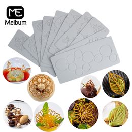 Herramientas de decoración del borde de postres de Meibum 10 tipos de moldes de pastel de silicona en azúcar hojas y texturas geométricas alfombrilla de encaje de pastelería