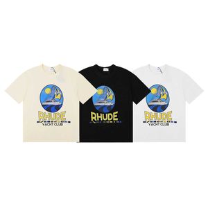 Meichao Rhude Yacht Club T-shirt à manches courtes imprimées pour hommes et femmes High Street à moitié mode