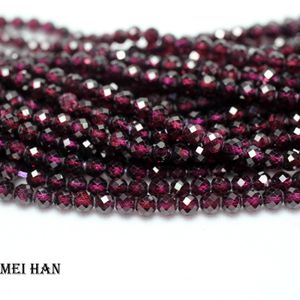 Meihan 2strands/set natuurlijke 4 mm wijn rood paarse brazilië granaat gefacetteerd ronde losse kralen voor sieraden maken ontwerp 240518