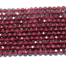 Meihan 4 Strandsset Natural Red Garnet M Facet Round Seed Loose Perles Perles pour la conception de bijoux en gros 231221