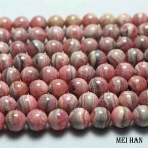 Meihan naturel 9-9 3mm Rhodochrosite 1 brin perles rondes lisses en vrac pour la conception de bijoux CX200815295S