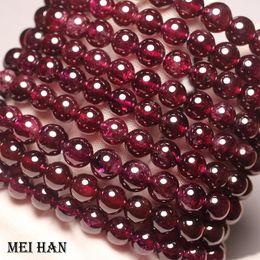 Meihan Natural A Purple Garnet Smooth Round Round Loose Perles pour les bijoux Making Design Brick Bracelet Collier 231221