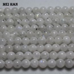 Meihan ensemble d'environ 48 perles authentiques A 8mm -0 2 pierre de lune arc-en-ciel, perles rondes et lisses en vrac pour la fabrication de bijoux à faire soi-même 200930216z