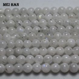 Meihan ensemble d'environ 48 perles authentiques A 8mm -0 2 pierre de lune arc-en-ciel, perles rondes et lisses en vrac pour la fabrication de bijoux à faire soi-même 200930207T