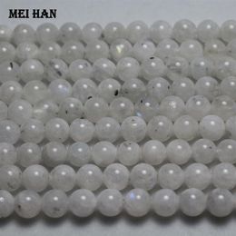Meihan ensemble d'environ 48 perles authentiques A 8mm -0 2 pierre de lune arc-en-ciel, perles rondes et lisses en vrac pour la fabrication de bijoux à faire soi-même 200930288S