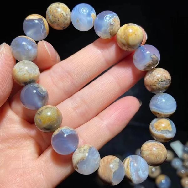 Meihan Wholesale Natural A +++ Dominica Calcédoine Perles rondes lisses pour la fabrication de bijoux