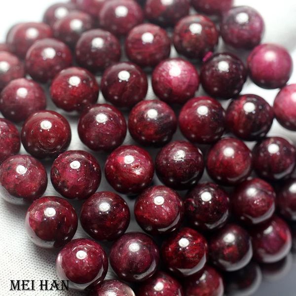 Meihan en gros naturel aaa ruby ​​lisse pierre ronde Bracelet perles lâches pour le bricolage bijou de fabrication 231221