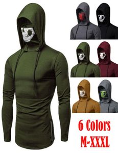 Meihuida Mens Gym dunne hoodie lange mouw hoodies met masker sweatshirt casual ritsschedel masker hoodie sweatshirt capuchon tops 20105883867