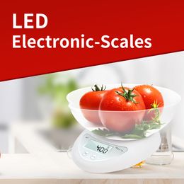 Meijuner Escala digital portátil LED Escalas electrónicas Medición de peso Herramienta de cocina Alimentos para el hogar Gadgets de cocina 5 kg / 1 g 210312