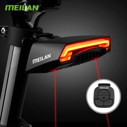 Meilan X5 BICYCLE ARRIÈRE VÉLIO DE LUMIÈRE RÉLÉVÉE SIGNAGE SEMPLE SIGNAGE DE LED LED USB Cyclage chargeur charge 240509