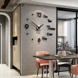 Meisd Acryl Horloge Creative Clock Large Modern Design Wall Art Metalen Naald 3D DIY Stickers Home Decor Horloge Gratis verzending LJ201204