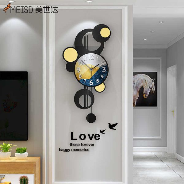 Reloj de pared grande decorativo MEISD, diseño moderno, péndulo oscilante, decoración del hogar, cuarzo, sala de estar, Big Horloge 210724