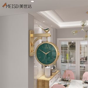 MEISD Hanging 3D Orologio da parete rotante Orologio da parete a doppia faccia in resina Home Bird Decor Living Room Silent Horloge 211110