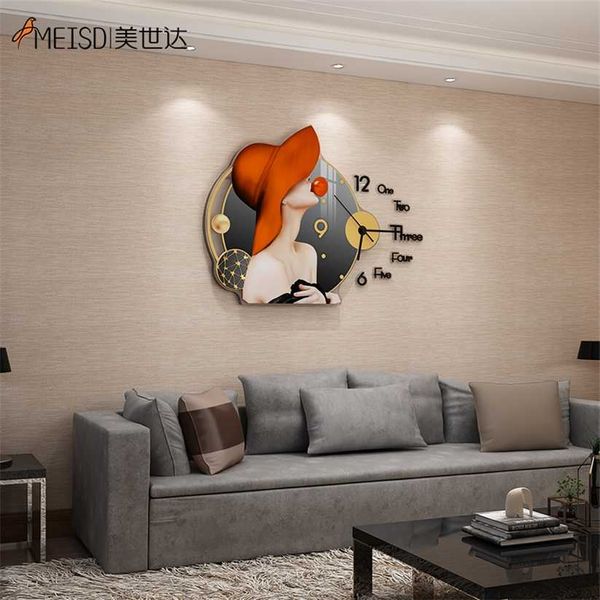 MEISD – Horloge murale moderne, peinture créative, montre à Quartz, mécanisme silencieux, autocollant, décor de cuisine, Grande Horloge 220115