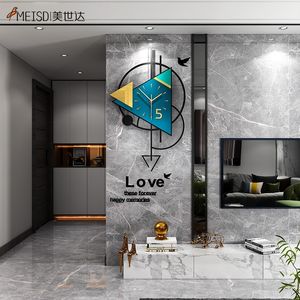 Meisd Nordic Clock Pendulum Geometry Grote horloge Quartz Silent Wall Art Clocks Moderne Acryl Horloge Home Decor Stickers 210310