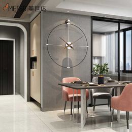 Meisd zelfklevende klok muur grote smeedijzeren metalen kamer horloge stille keuken decor horloge afneembaar ontwerp 210724