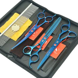 Meisha 7.0 "Hond Grooming Tools Kit Dieren Haar Straight Curved Snijschaar Vis Bone Dunning Schaar Pet Supplies HB0231