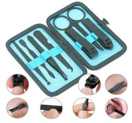 Meisha 7PcsSet portable outils de manucure ensemble en acier inoxydable coupe-ongles Kits professionnel oreille Pick cuticule poussoir lime à ongles HE0006042320