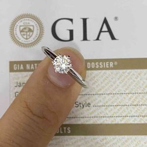 Meisidian 18K or massif 0.5Carat GIA SI 100% bague de fiançailles en diamant naturel femmes