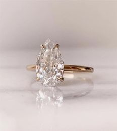 Meisidian Design Pear 2 Carat 7x10mm 10K Solid Rose Gold Engagement Diamond Ring 2208161396593