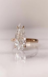 Meisidian Design Pear 2 Carat 7x10mm 10K Solid Rose Gold Engagement Diamond Ring 2208163786146