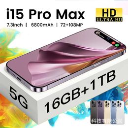15 PRO MAX CELL THELES DE 7,3 pouces Smartphone 4G LTE Smartphones 16 Go RAM 1 To Caméra 48MP 108MP OCTA CORE Android Mobile Phones