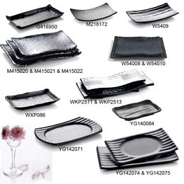 Assiette de dîner en mélamine Frost Rectangle Lrregular Plate de mode Restaurant Plaques de sushis A5 Table en mélamine 273d