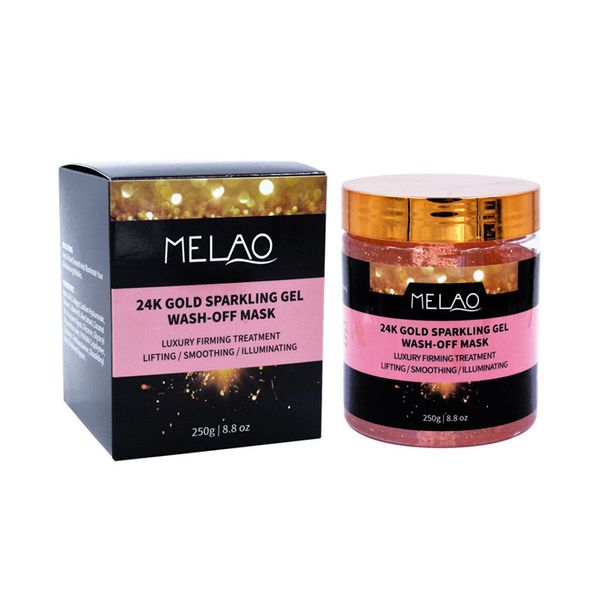 Melao 24K Gold Sparking gel wash-off Mask 250g Cuidado de la piel Nutrición Golden Night Jelly Mascarilla facial Mascarilla lavable