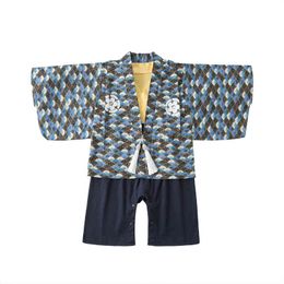 Melario baby jongens kleding lente zomer lange mouw baby jumpsuit Japanse stijl print floral bedrukte kimono rompertjes 210412